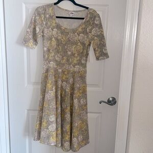 NWT LuLaRoe Nicole Dress. Yellow & purple pastel.